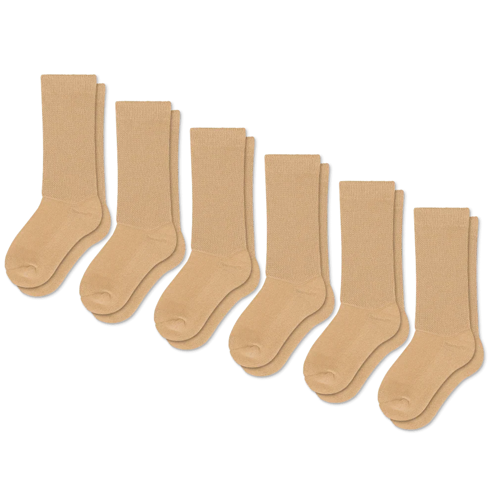 Padded Easy-Stretch Crew Socks – Tan