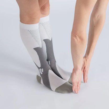 FlexRelief™ Compression Socks – Royal White Gray