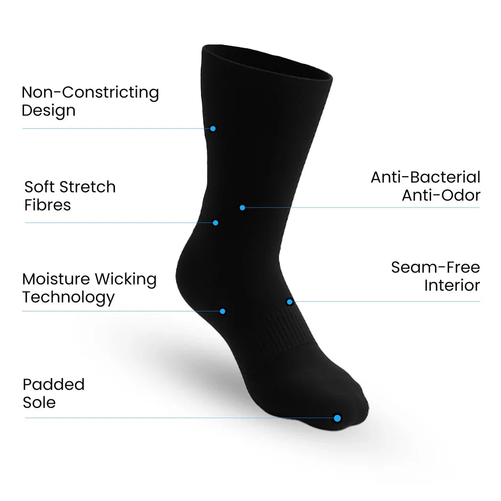 Padded Easy-Stretch Crew Socks – Black