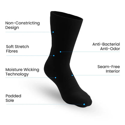 Padded Easy-Stretch Crew Socks – Black