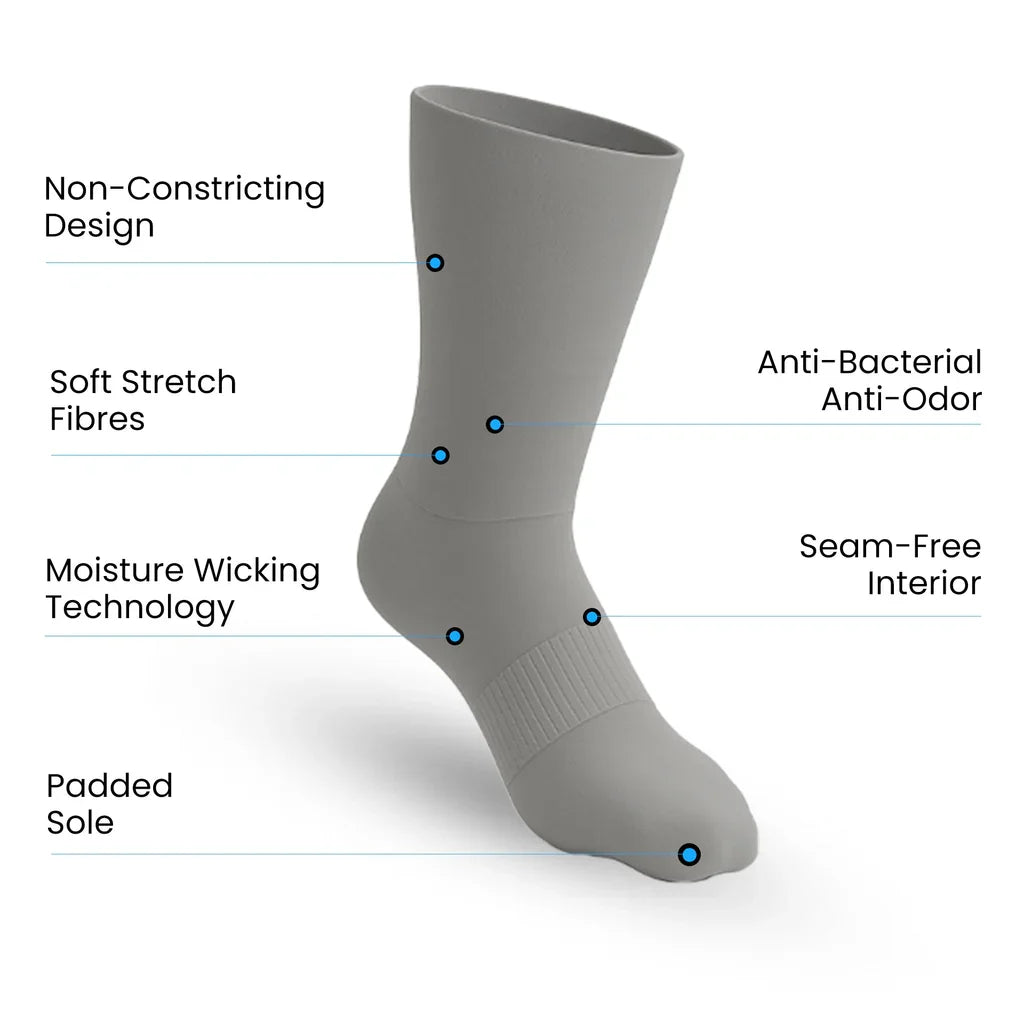 Padded Easy-Stretch Crew Socks – Gray