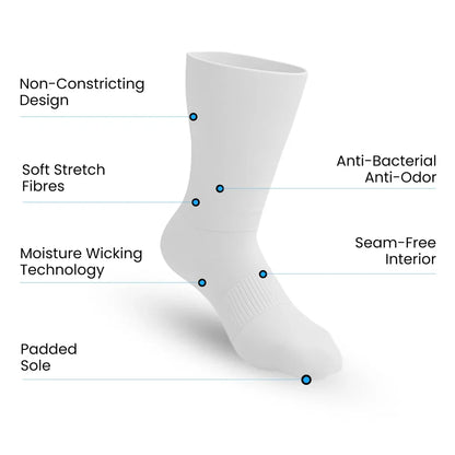 Padded Easy-Stretch Crew Socks – White