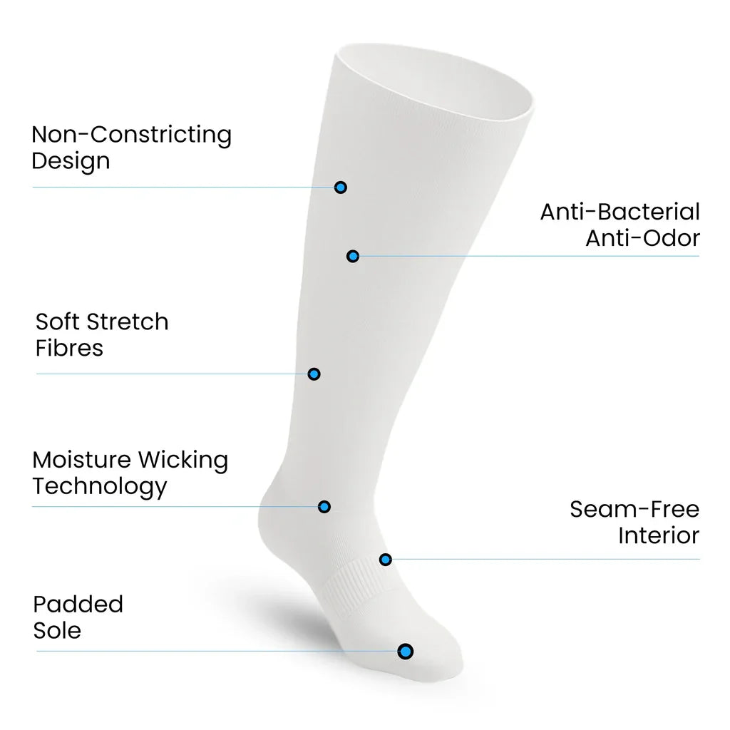 Padded Easy-Stretch Knee High Socks – White