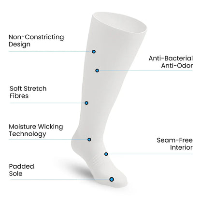 Padded Easy-Stretch Knee High Socks – White